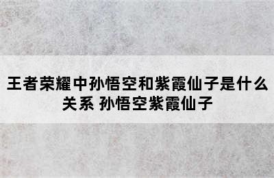 王者荣耀中孙悟空和紫霞仙子是什么关系 孙悟空紫霞仙子